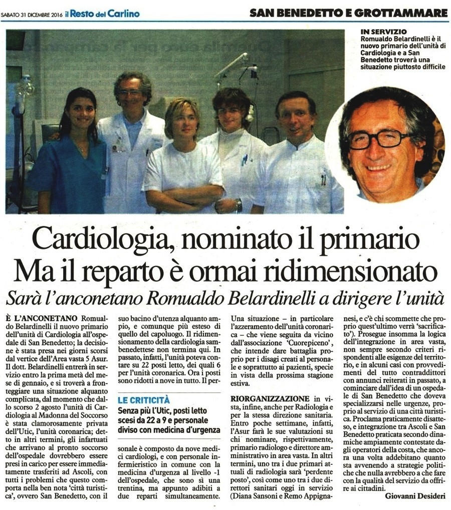 Nuovo Primario di Cardiologia all'Ospedale di San Benedetto del Tronto